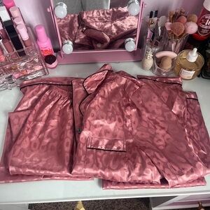 SO Satin Pink Animal Print Pajama Set